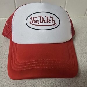 Von Dutch Red and White Trucker Hat